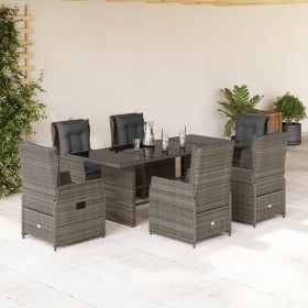 Set comedor jardín 7 pzas y cojines ratán sintético gris en Conjuntos de jardín | Comprar online en Foru.es