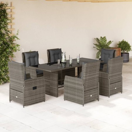 Set comedor jardín 7 pzas y cojines ratán sintético gris en Conjuntos de jardín | Comprar online en Foru.es