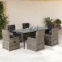 Set comedor jardín 7 pzas y cojines ratán sintético gris en Conjuntos de jardín | Comprar online en Foru.es