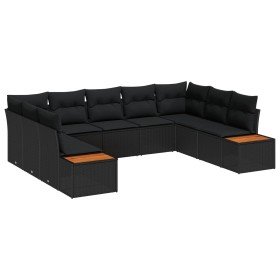 Conjunto de sofá de jardín con cojín 5 pcs Negro Poliratán en Sofás de exterior | Comprar online en Foru.es