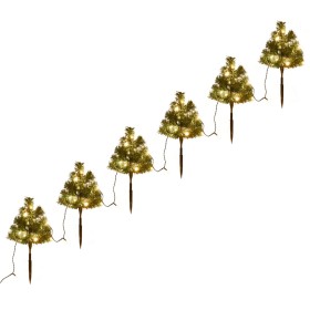 Árboles de Navidad para caminos 6 uds PVC 45 LED blanco cálido en Decoración Festiva y Estacional | Comprar online en Foru.es