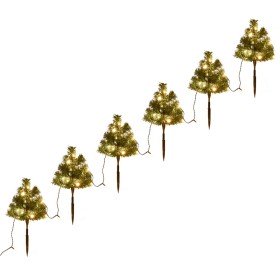 Árboles de Navidad para caminos 6 uds PVC 45 LED blanco cálido en Decoración Festiva y Estacional | Comprar online en Foru.es