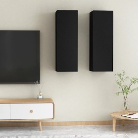 Muebles para TV 2 uds madera contrachapada negro 30,5x30x90 cm en Muebles TV | Comprar online en Foru.es