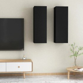 Muebles para TV 2 uds madera contrachapada negro 30,5x30x90 cm en Muebles TV | Comprar online en Foru.es