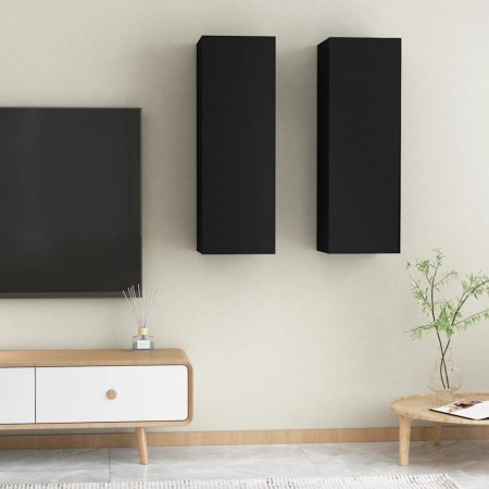 Muebles para TV 2 uds madera contrachapada negro 30,5x30x90 cm en Muebles TV | Comprar online en Foru.es