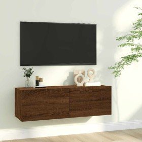 Mueble pared TV madera contrachapada roble marrón 100x30x30 cm en Muebles TV | Comprar online en Foru.es