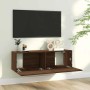 Mueble pared TV madera contrachapada roble marrón 100x30x30 cm en Muebles TV | Comprar online en Foru.es