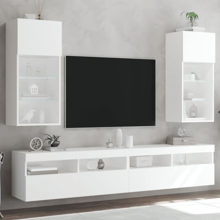 Muebles para TV con luces LED 2 uds blanco 40,5x30x90 cm en Muebles TV | Comprar online en Foru.es