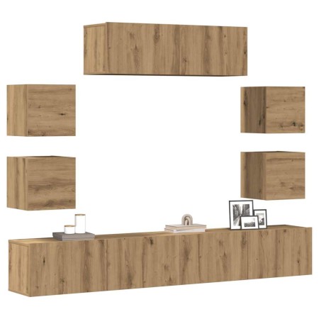 Mueble para TV de pared madera contrachapada artesanal 7 piezas en Muebles TV | Comprar online en Foru.es