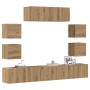 Mueble para TV de pared madera contrachapada artesanal 7 piezas en Muebles TV | Comprar online en Foru.es