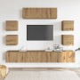 Mueble para TV de pared madera contrachapada artesanal 7 piezas en Muebles TV | Comprar online en Foru.es