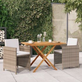 Set de comedor de jardín 3 piezas con cojines beige en Conjuntos de jardín | Comprar online en Foru.es