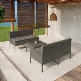 Set de muebles de jardín 5 pzas y cojines ratán sintético gris en Conjuntos de jardín | Comprar online en Foru.es