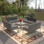 Set de muebles de jardín 9 pzas y cojines ratán sintético gris en Conjuntos de jardín | Comprar online en Foru.es
