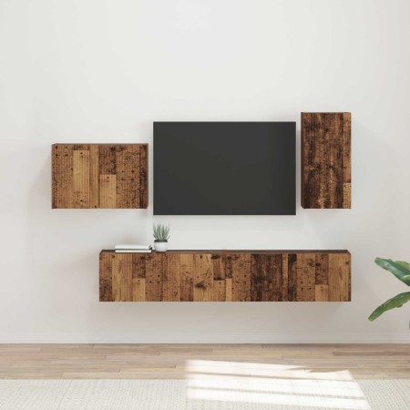 4 pcs Madera envejecida en Muebles TV | Comprar online en Foru.es
