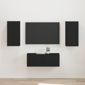 Conjunto de mueble de TV 2 pcs Negro Madera de ingeniería en Muebles TV | Comprar online en Foru.es