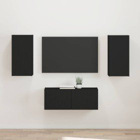 Conjunto de mueble de TV 2 pcs Negro Madera de ingeniería en Muebles TV | Comprar online en Foru.es