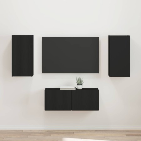 Conjunto de mueble de TV 2 pcs Negro Madera de ingeniería en Muebles TV | Comprar online en Foru.es