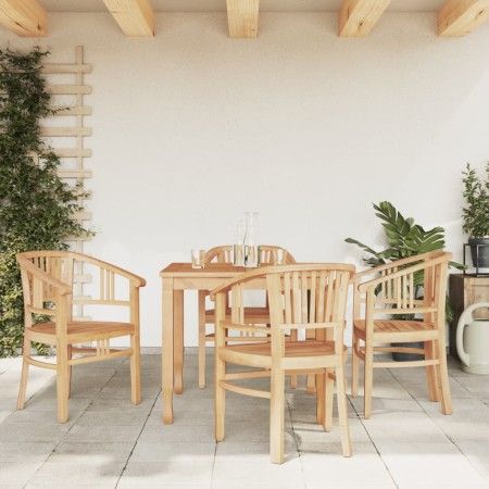 Juego de comedor para jardín 5 piezas madera maciza de teca de vidaXL, Conjuntos de jardín - Ref: Foro24-3155754, Precio: 675...