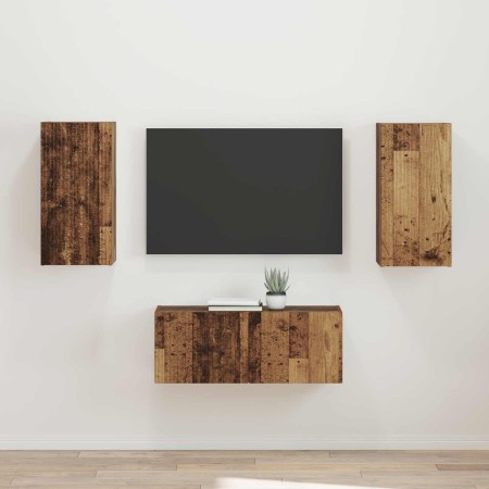 Conjunto de mueble de TV Montaje en la pared 2 pcs Madera vieja en Muebles TV | Comprar online en Foru.es