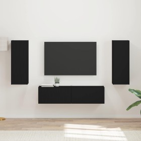 Conjunto de mueble de TV 2 pcs Negro Madera de ingeniería en Muebles TV | Comprar online en Foru.es