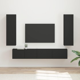 Conjunto de mueble de TV 3 pcs Negro Madera de ingeniería en Muebles TV | Comprar online en Foru.es