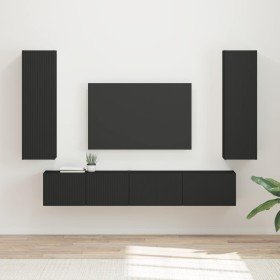 Conjunto de mueble de TV 3 pcs Negro Madera de ingeniería en Muebles TV | Comprar online en Foru.es
