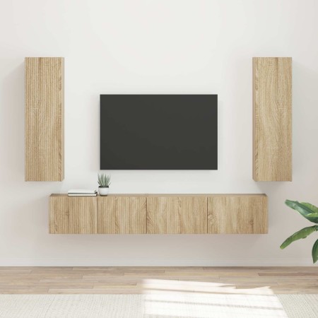 Conjunto de mueble de TV Montaje en la pared 3 pcs Roble Sonoma en Muebles TV | Comprar online en Foru.es