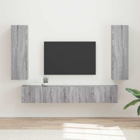Conjunto de mueble de TV 3 pcs Gris Sonoma Madera de ingeniería en Muebles TV | Comprar online en Foru.es
