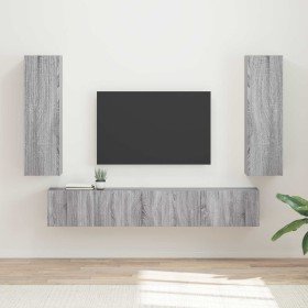 Conjunto de mueble de TV 3 pcs Gris Sonoma Madera de ingeniería en Muebles TV | Comprar online en Foru.es