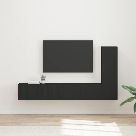 Conjunto de mueble de TV 2 pcs Negro Madera de ingeniería en Muebles TV | Comprar online en Foru.es