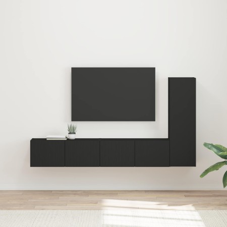 Conjunto de mueble de TV 2 pcs Negro Madera de ingeniería en Muebles TV | Comprar online en Foru.es