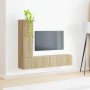 Conjunto de mueble de TV Montaje en la pared 2 pcs Roble Sonoma en Muebles TV | Comprar online en Foru.es