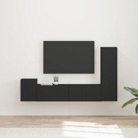 Conjunto de mueble de TV 4 pcs Negro Madera de ingeniería en Muebles TV | Comprar online en Foru.es