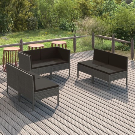 Set de muebles de jardín 6 pzas y cojines ratán sintético gris en Conjuntos de jardín | Comprar online en Foru.es
