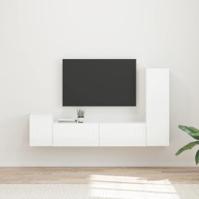 Conjunto de mueble de TV 4 pcs brillante Madera contrachapada en Muebles TV | Comprar online en Foru.es