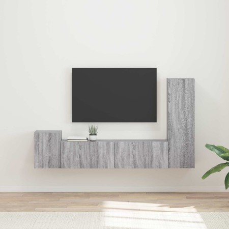Conjunto de mueble de TV 4 pcs Gris Sonoma Madera de ingeniería en Muebles TV | Comprar online en Foru.es