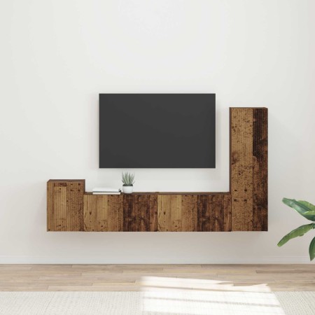 Conjunto de mueble de TV Montaje en la pared 4 pcs Madera vieja en Muebles TV | Comprar online en Foru.es