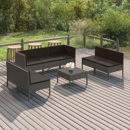 Set de muebles de jardín 8 pzas y cojines ratán sintético gris en Conjuntos de jardín | Comprar online en Foru.es