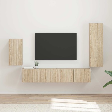 Conjunto de mueble de TV Montaje en la pared 3 pcs Roble Sonoma en Muebles TV | Comprar online en Foru.es