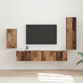 Conjunto de mueble de TV Montaje en la pared 3 pcs Madera vieja en Muebles TV | Comprar online en Foru.es