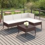 Set muebles de jardín 5 pzas y cojines ratán sintético marrón en Conjuntos de jardín | Comprar online en Foru.es