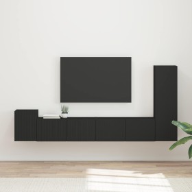 Conjunto de mueble de TV 3 pcs Negro Madera de ingeniería en Muebles TV | Comprar online en Foru.es