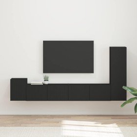 Conjunto de mueble de TV 3 pcs Negro Madera de ingeniería en Muebles TV | Comprar online en Foru.es