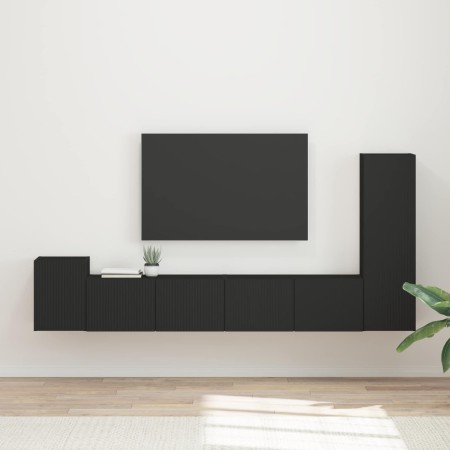 Conjunto de mueble de TV 3 pcs Negro Madera de ingeniería en Muebles TV | Comprar online en Foru.es
