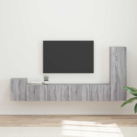 Conjunto de mueble de TV 3 pcs Gris Sonoma Madera de ingeniería en Muebles TV | Comprar online en Foru.es