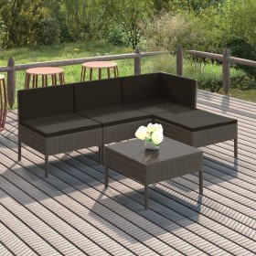 Set de muebles de jardín 5 pzas y cojines ratán sintético gris en Conjuntos de jardín | Comprar online en Foru.es