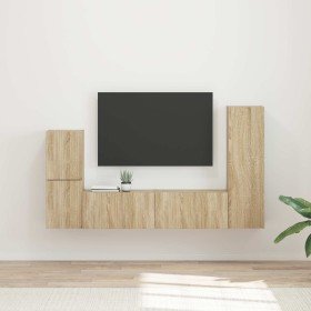 Conjunto de mueble de TV Montaje en la pared 4 pcs Roble Sonoma en Muebles TV | Comprar online en Foru.es