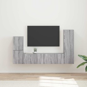 Conjunto de mueble de TV 4 pcs Gris Sonoma Madera de ingeniería en Muebles TV | Comprar online en Foru.es