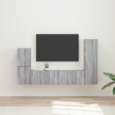 Conjunto de mueble de TV 4 pcs Gris Sonoma Madera de ingeniería en Muebles TV | Comprar online en Foru.es
